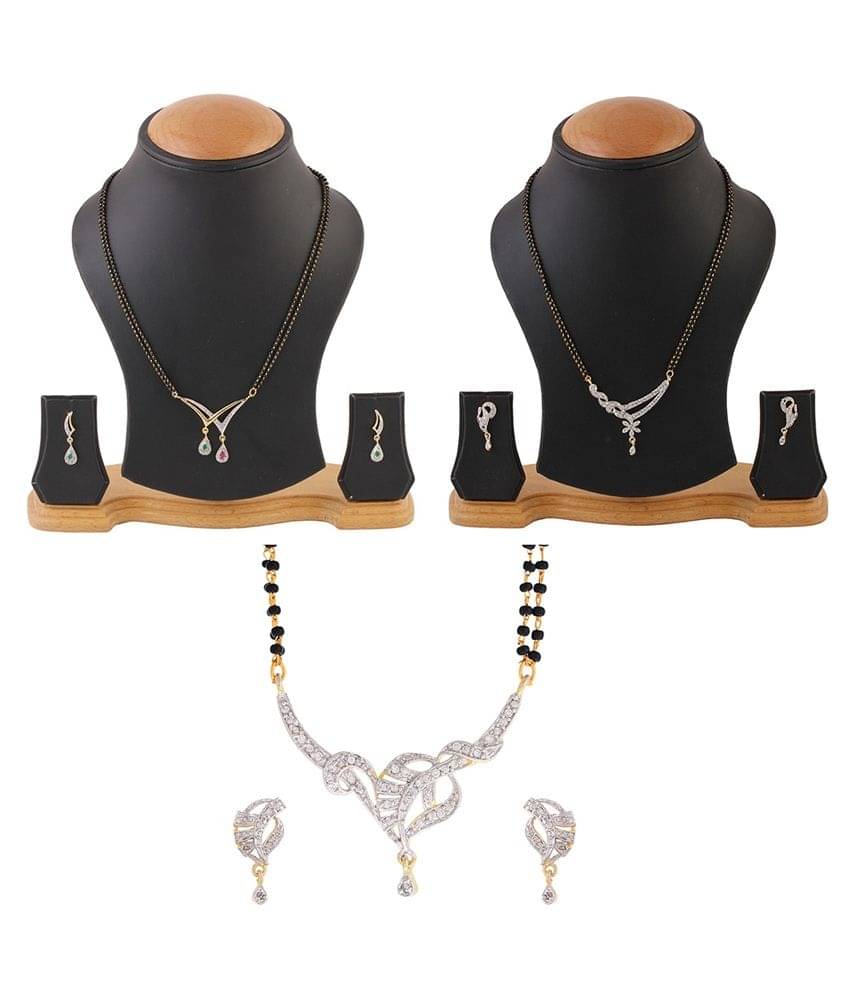 Zeneme American Diamond Gold Plated Mangalsutra combo Zeneme American Diamond Gold Plated Mangalsutra combo