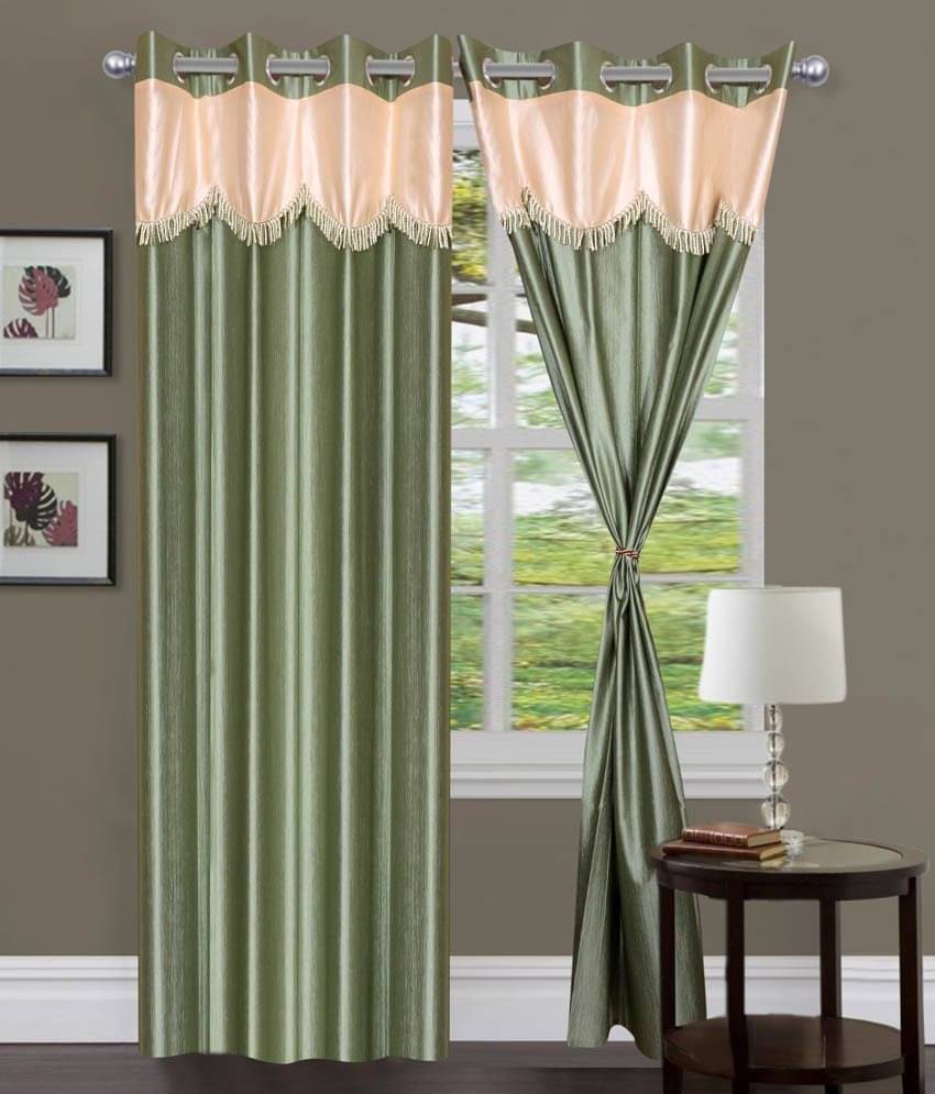    			Tanishka Fabs Solid Semi-Transparent Eyelet Curtain 5 ft ( Pack of 2 ) - Green