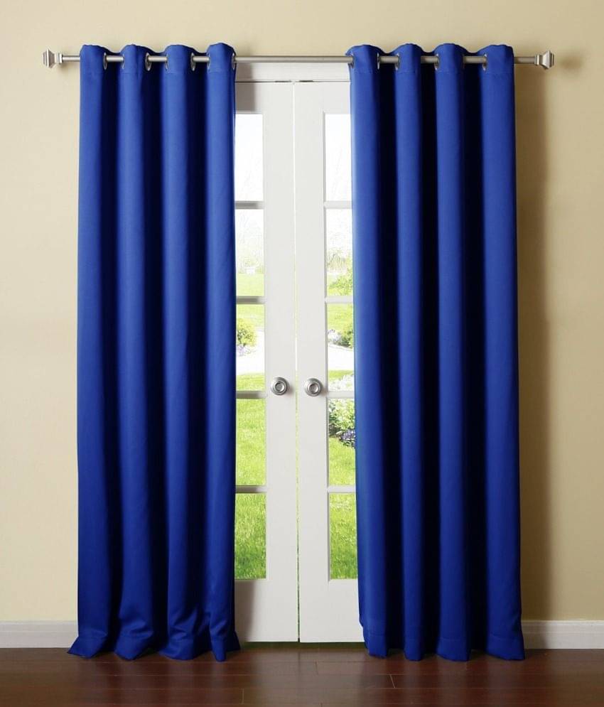 Panipat Textile Hub Solid Semi-Transparent Eyelet Door Curtain 7 ft Pack of 2 -Blue Panipat Textile Hub Solid Semi-Transparent Eyelet Door Curtain 7 ft Pack of 2 -Blue