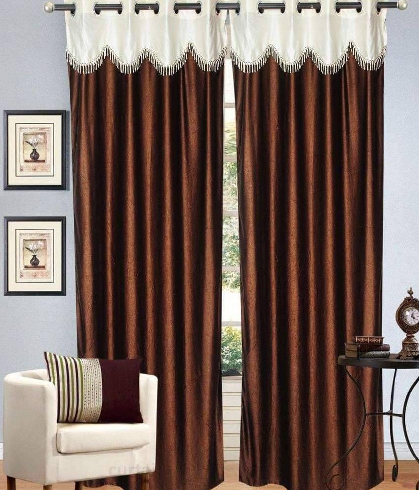 Panipat Textile Hub Solid Semi-Transparent Eyelet Door Curtain 7 ft Pack of 2 -Brown Panipat Textile Hub Solid Semi-Transparent Eyelet Door Curtain 7 ft Pack of 2 -Brown