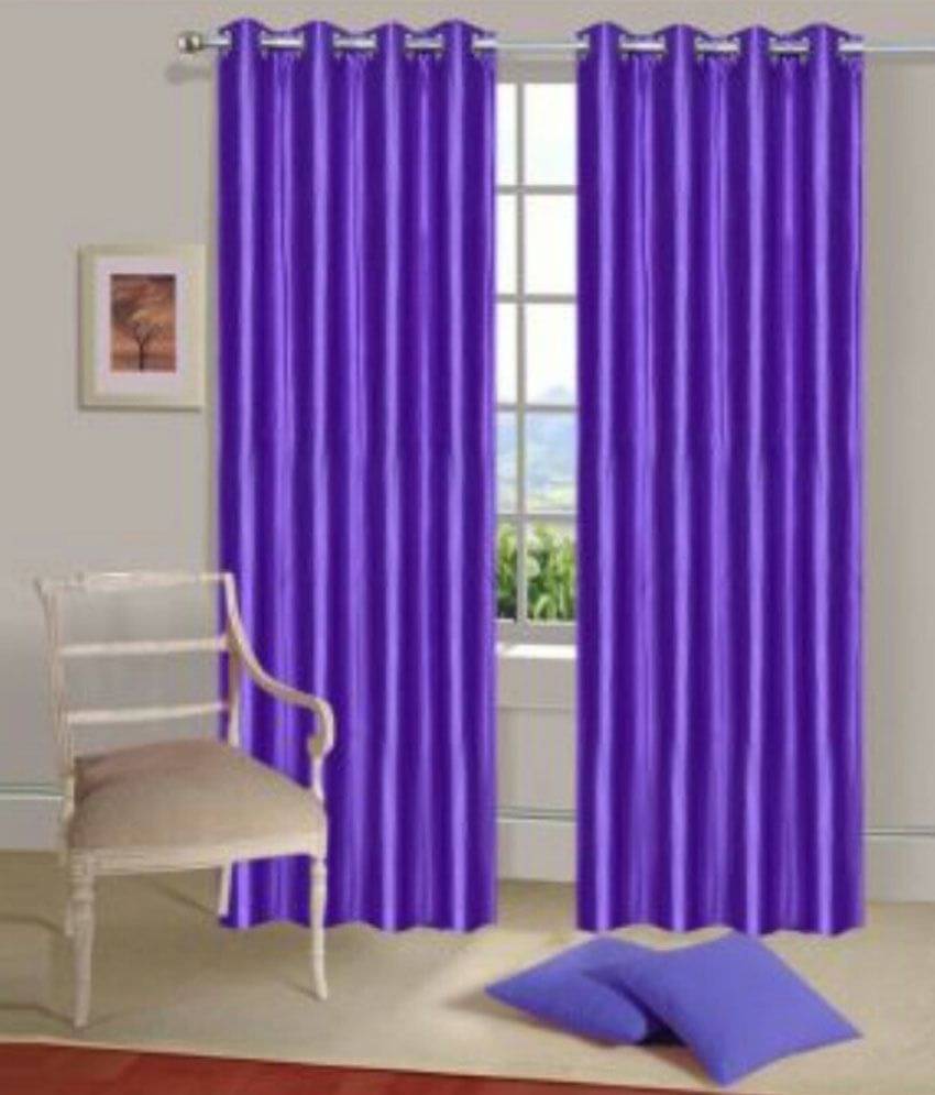 Panipat Textile Hub Solid Semi-Transparent Eyelet Door Curtain 7 ft Pack of 2 -Purple Panipat Textile Hub Solid Semi-Transparent Eyelet Door Curtain 7 ft Pack of 2 -Purple