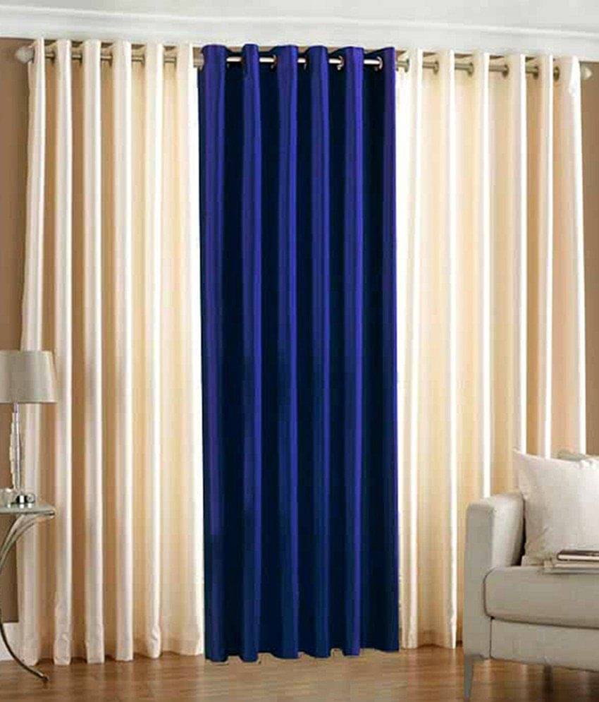     			Homefab India Multicolour Polyester Door Curtain Set Of 3 Solid Multi Color