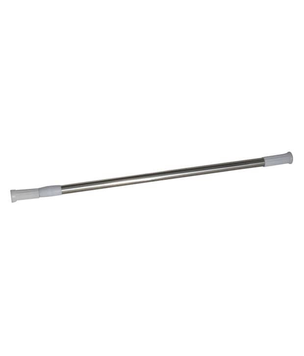 Pindia Silver And White Stainless Steel Shower Curtains Rod
