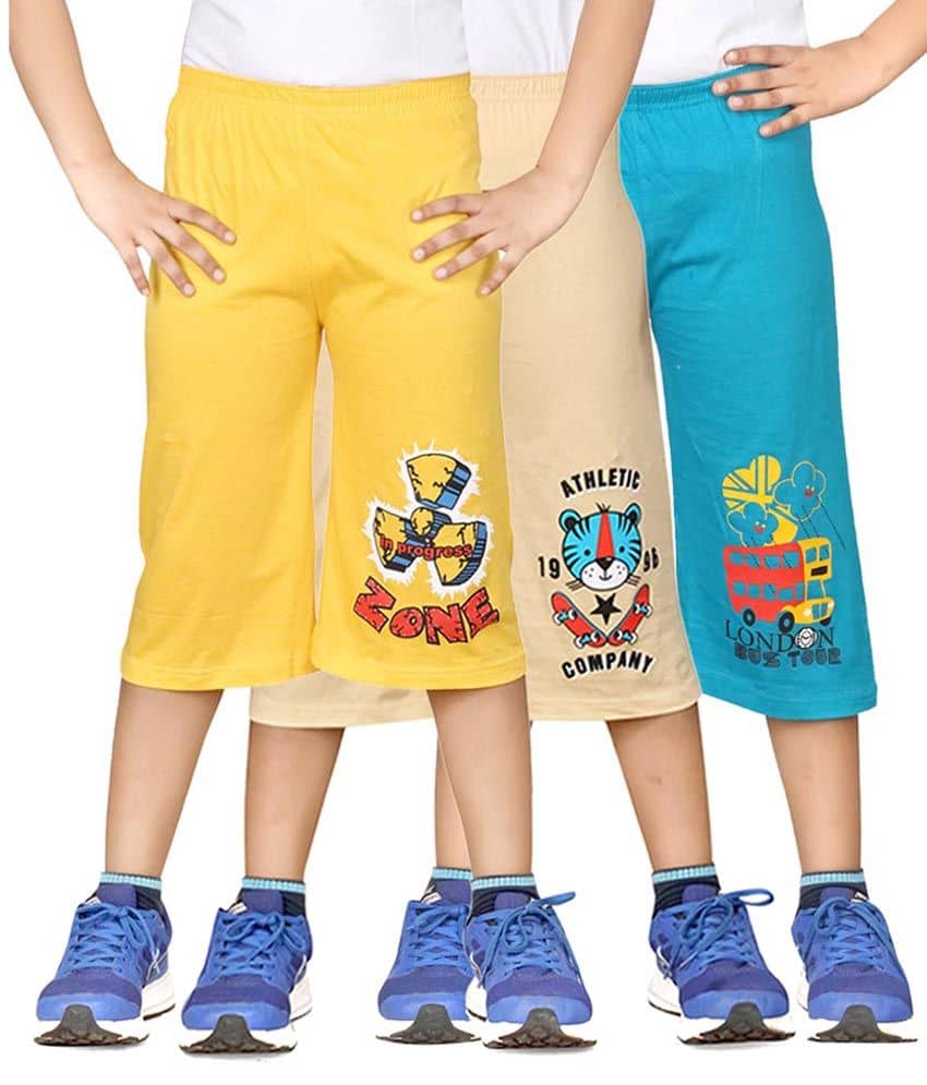Dongli Pack of 3 Cotton Three-Fourth For Boys ( Multi Color ) - Shorts | Buy online on ZillyBuy