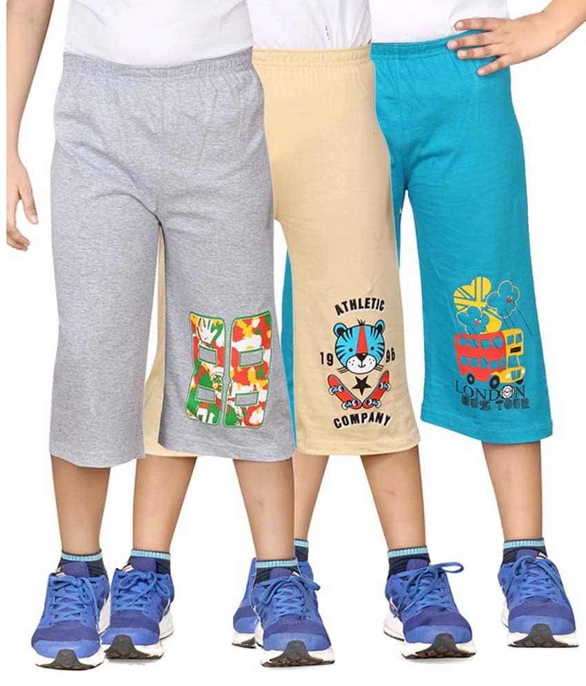 Dongli Pack of 3 Cotton Three-Fourth For Boys ( Multicolor ) - Shorts | Buy online on ZillyBuy