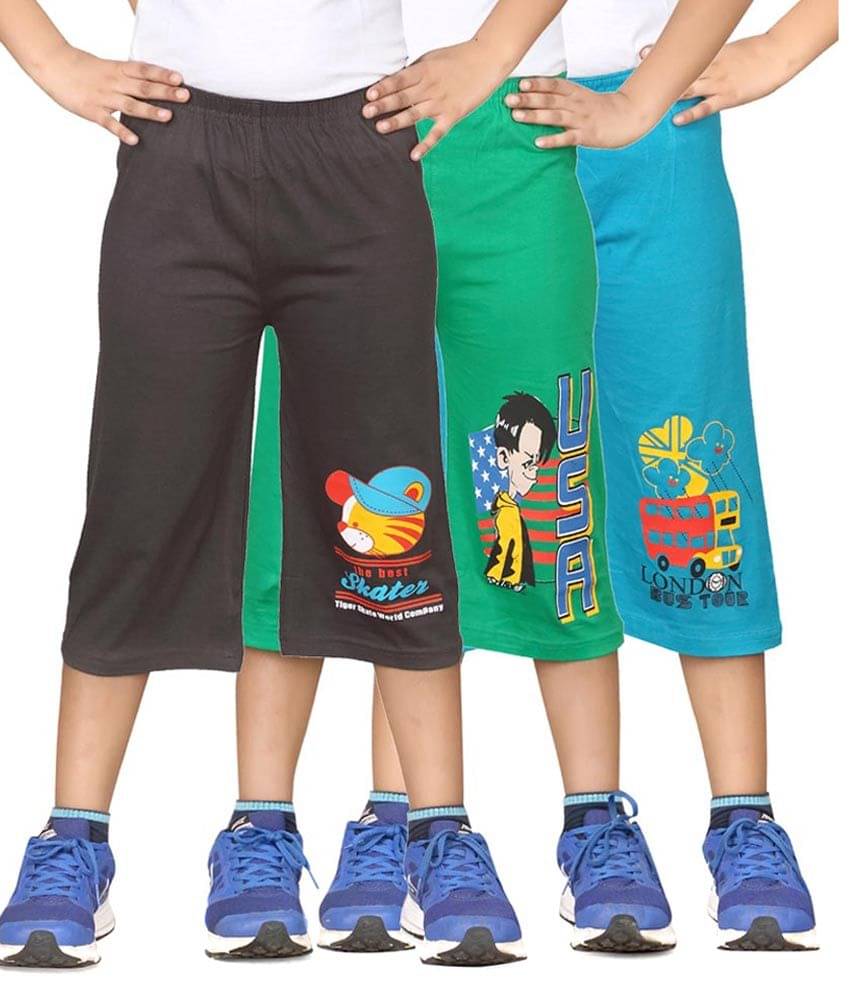     			Dongli Pack of 3 Cotton Three-Fourth For Boys ( Multi Color )