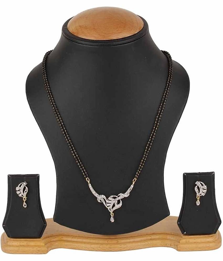 YouBella Alloy White American Diamonds Mangalsutra Set - Combo Of 3