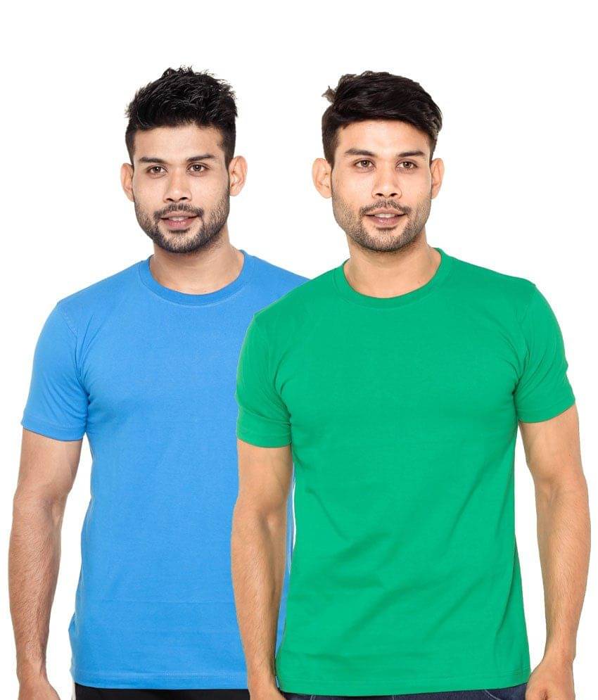 FLEXIMAA Pack of 2 Cotton Men's T-Shirt ( Blue ) FLEXIMAA Pack of 2 Cotton Men's T-Shirt ( Blue )