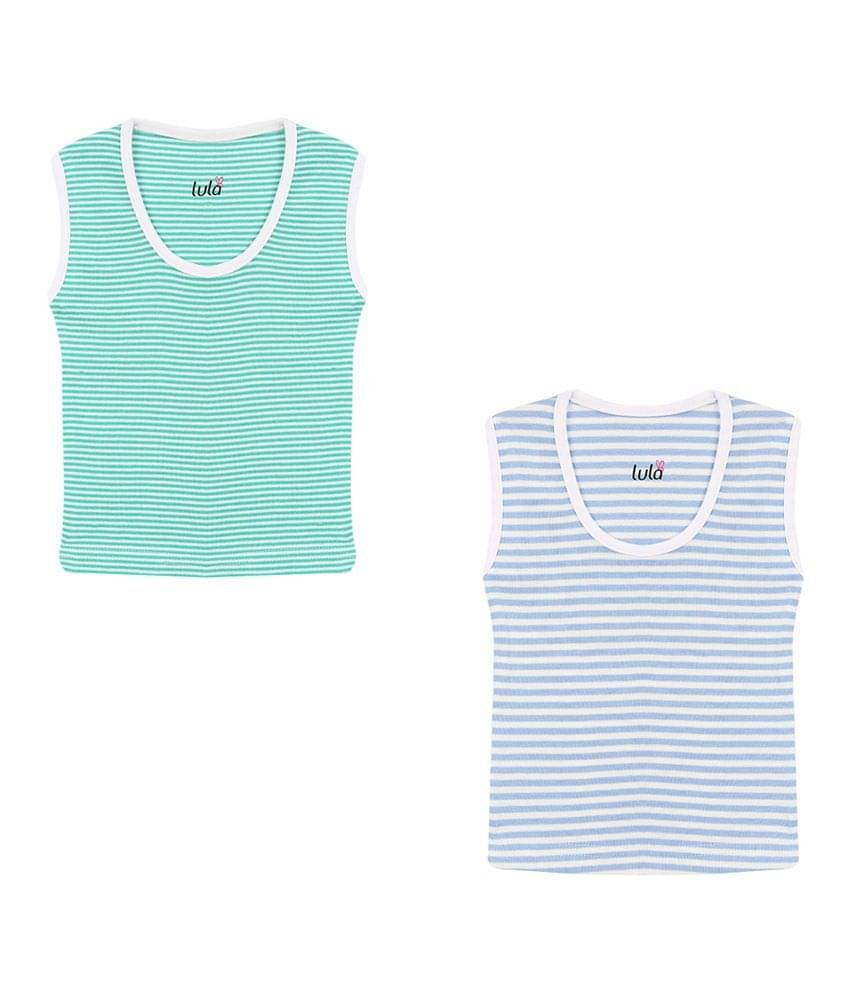     			LULA Pack of 2 Unisex for Baby 100% Cotton Vest ( Blue )