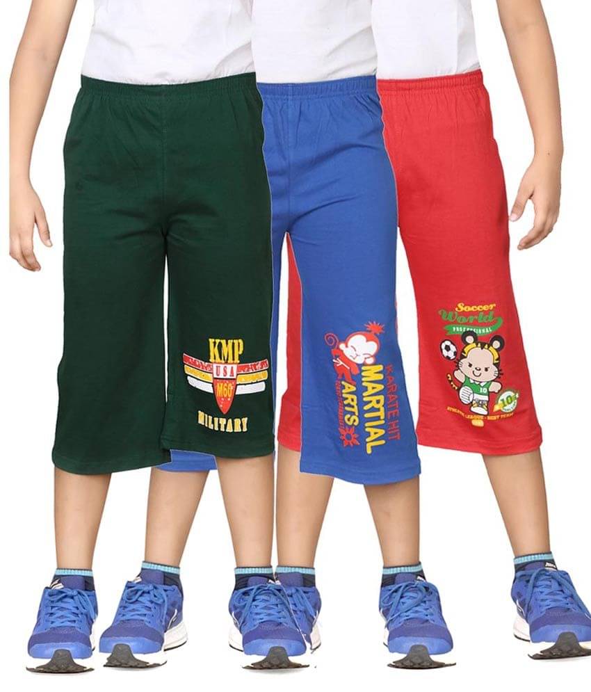     			Dongli Pack of 3 Cotton Three-Fourth For Boys ( Multi Color )