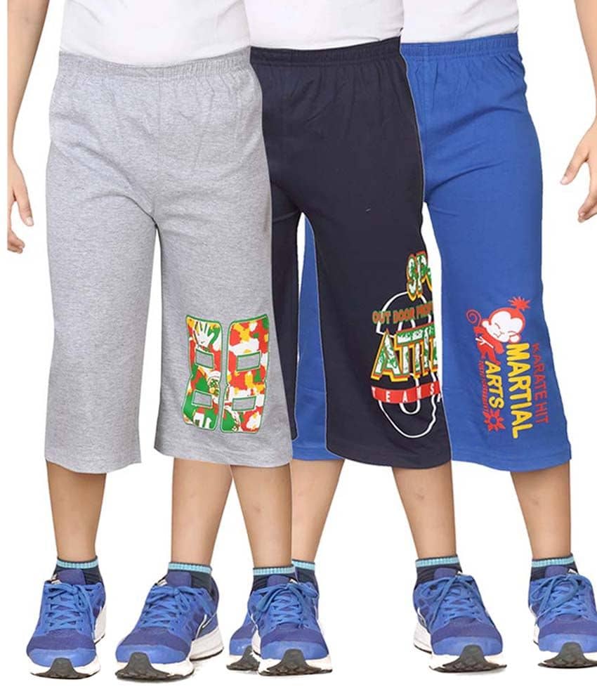 Dongli Pack of 3 Cotton Three-Fourth For Boys ( Multi Color ) - Shorts | Buy online on ZillyBuy