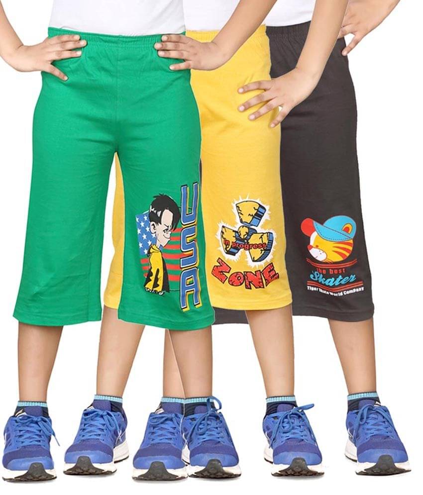     			Dongli Pack of 3 Cotton Shorts For Boys ( Multi Color )