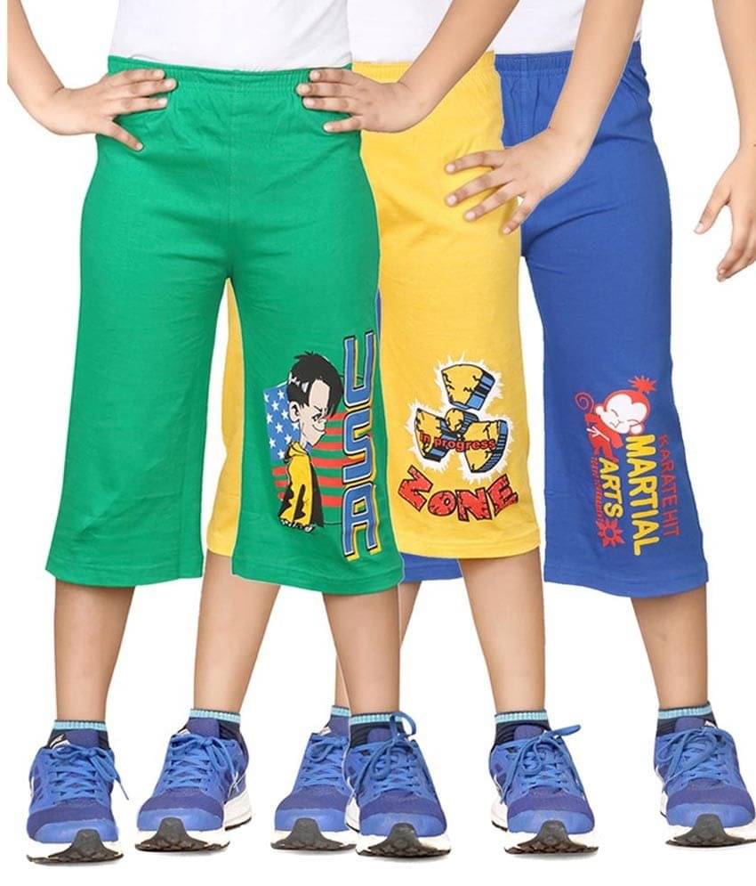     			Dongli Pack of 3 Cotton Three-Fourth For Boys ( Multi Color )