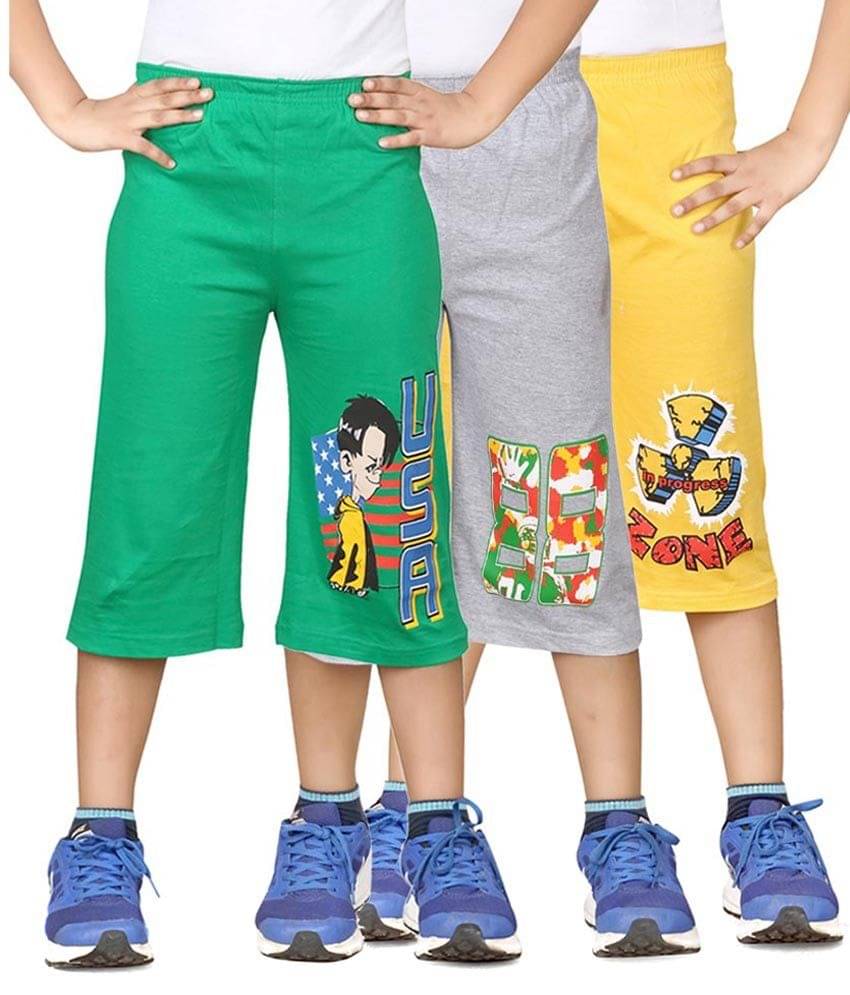     			Dongli Pack of 3 Cotton Three-Fourth For Boys ( Multi Color )