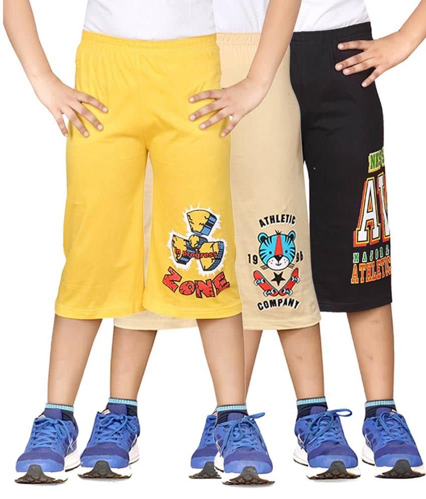 Dongli Pack of 3 Cotton Three-Fourth For Boys ( Multi Color ) - Shorts | Buy online on ZillyBuy