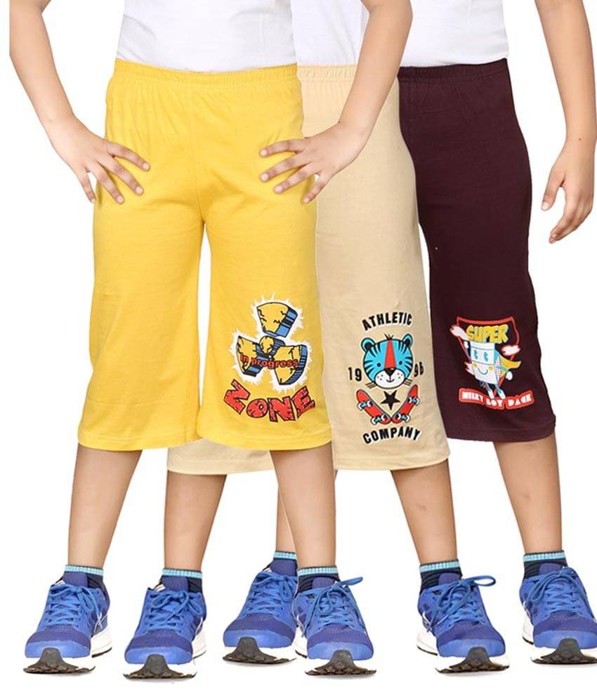     			Dongli Pack of 3 Cotton Three-Fourth For Boys ( Multi Color )