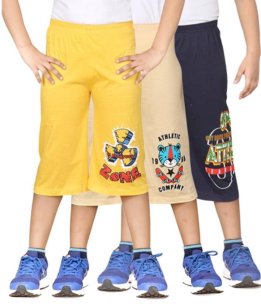    			Dongli Pack of 3 Cotton Three-Fourth For Boys ( Multi Color )