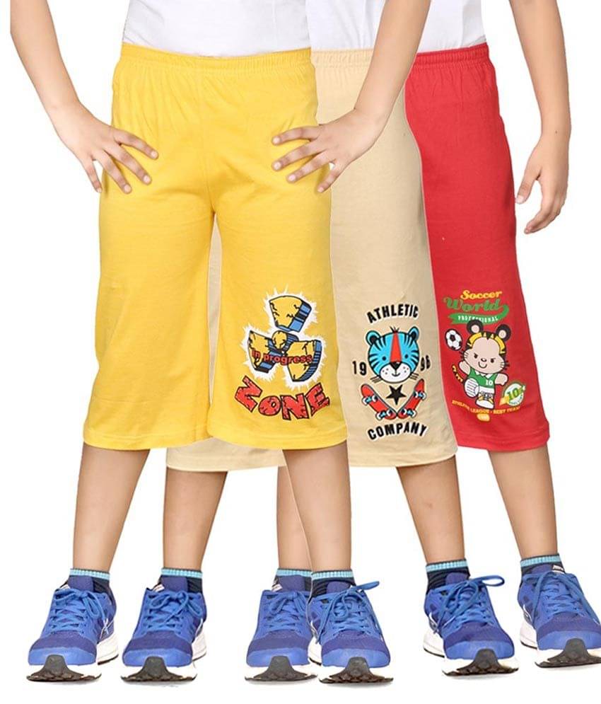     			Dongli Pack of 3 Cotton Three-Fourth For Boys ( Multi Color )