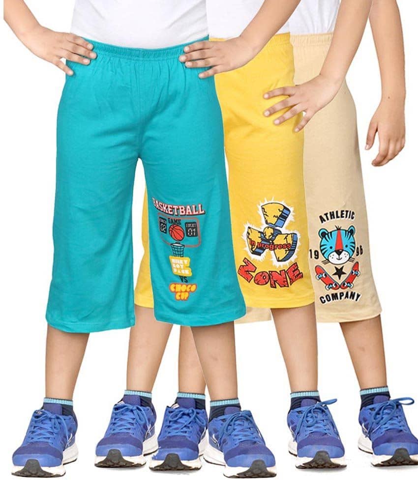 Dongli Pack of 3 Cotton Three-Fourth For Boys ( Multicolor ) - Shorts | Buy online on ZillyBuy