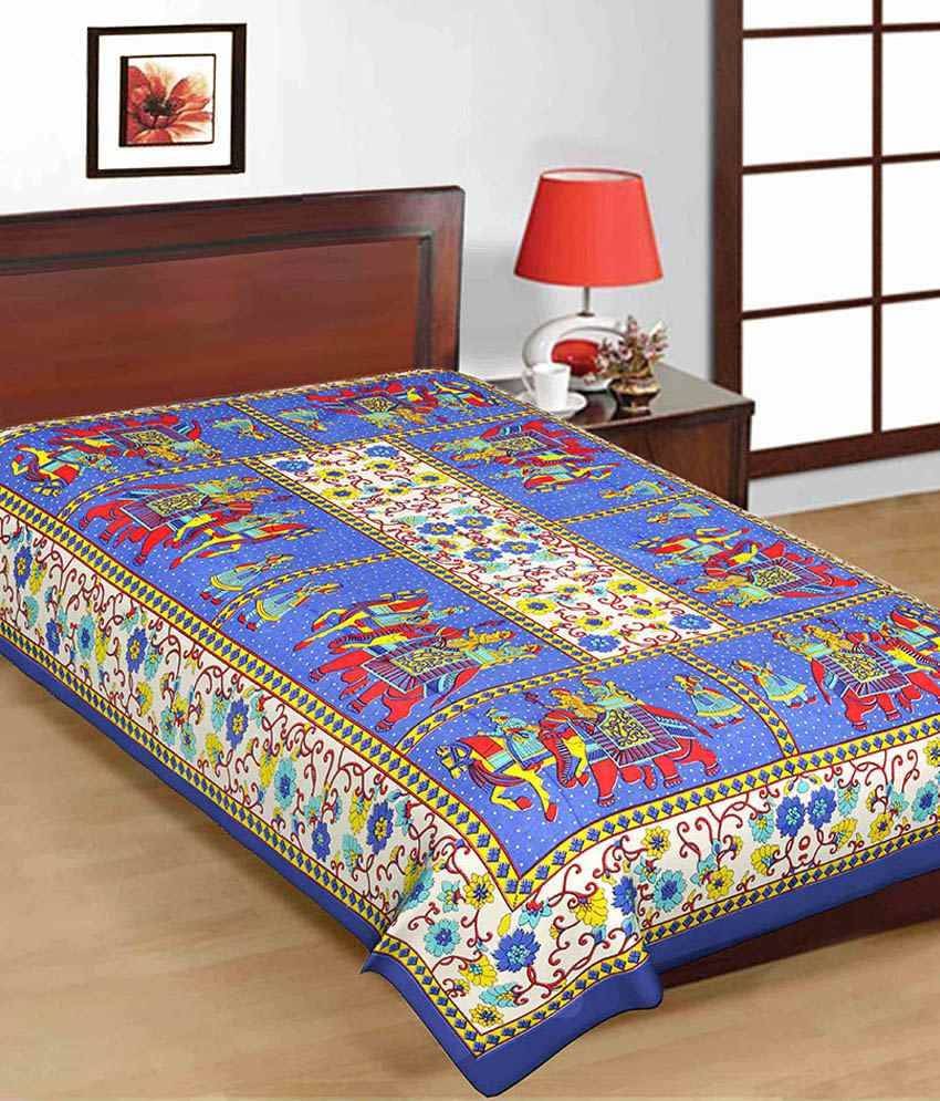 Uniqchoice Multicolor Cotton Rajasthani Traditional Single BedSheet Uniqchoice Multicolor Cotton Rajasthani Traditional Single BedSheet