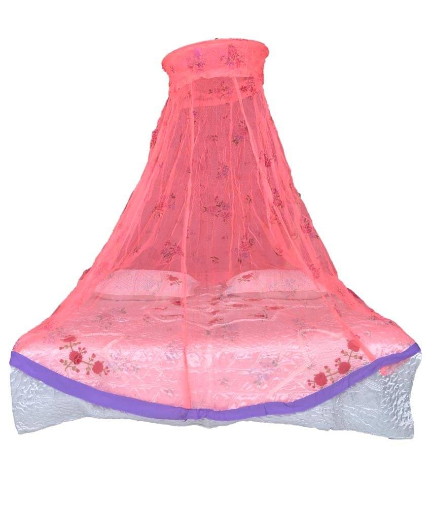     			Riddhi Mosquito Net, Machardani Pink Polyester Round Printed Mosquito Net, Machardani With Border