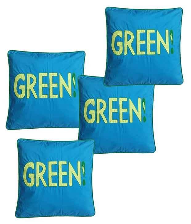 Hugs'n'Rugs Blue Cotton Cushion Covers - Set Of 4 Hugs'n'Rugs Blue Cotton Cushion Covers - Set Of 4