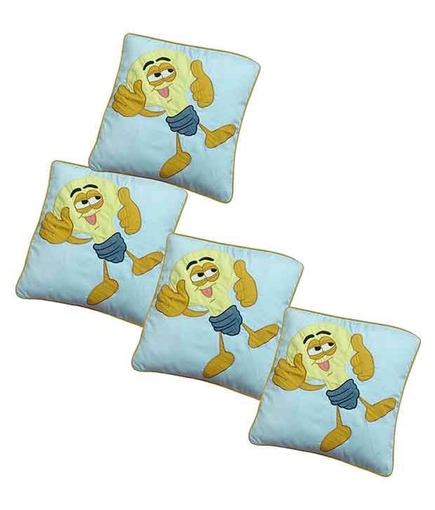 Hugs'n'Rugs Blue Cotton Cushion Covers - Set Of 4 Hugs'n'Rugs Blue Cotton Cushion Covers - Set Of 4
