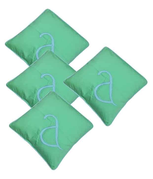 Hugs'n'Rugs Green Cotton Cushion Covers - Set Of 4 Hugs'n'Rugs Green Cotton Cushion Covers - Set Of 4