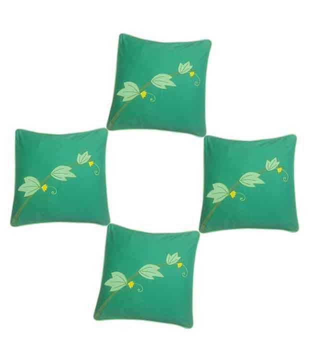 Hugs'n'Rugs Green Cotton Cushion Covers - Set Of 4 Hugs'n'Rugs Green Cotton Cushion Covers - Set Of 4