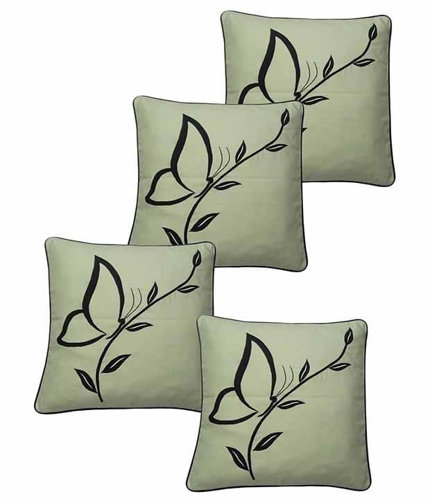 Hugs'n'Rugs Green Cotton Cushion Covers - Set Of 4 Hugs'n'Rugs Green Cotton Cushion Covers - Set Of 4
