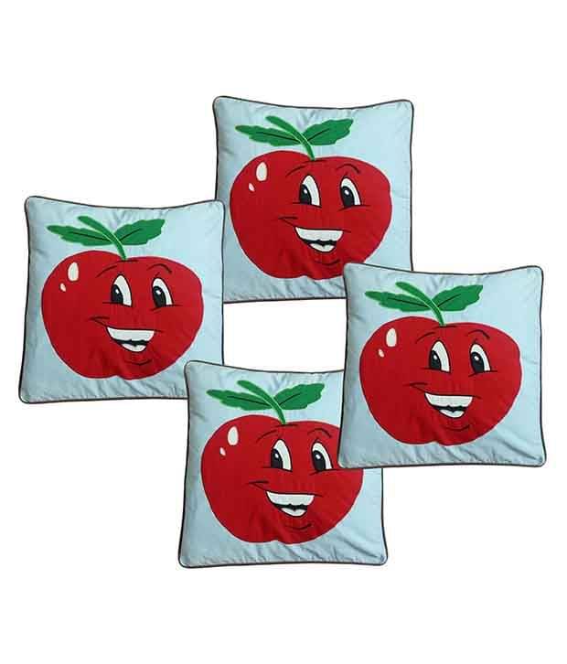 Hugs'n'Rugs Red Cotton Cushion Covers - Set Of 4 Hugs'n'Rugs Red Cotton Cushion Covers - Set Of 4