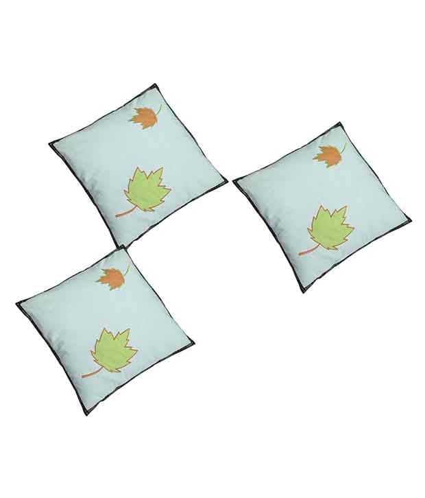     			Hugs'n'Rugs White Cotton Cushion Covers - Set Of 3