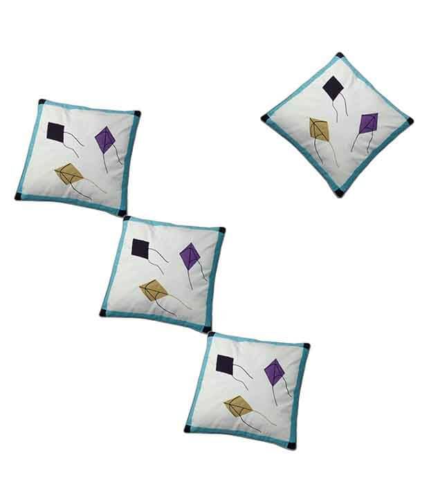 Hugs'n'Rugs White Cotton Cushion Covers - Set Of 4 Hugs'n'Rugs White Cotton Cushion Covers - Set Of 4