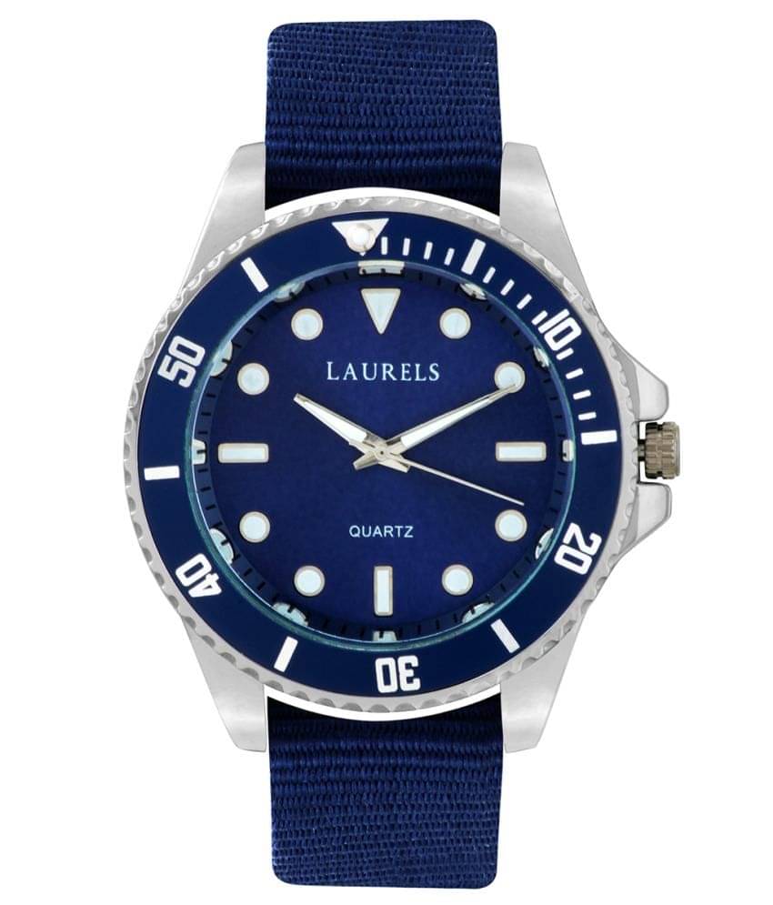     			Laurels Blue Leather Analog Watch