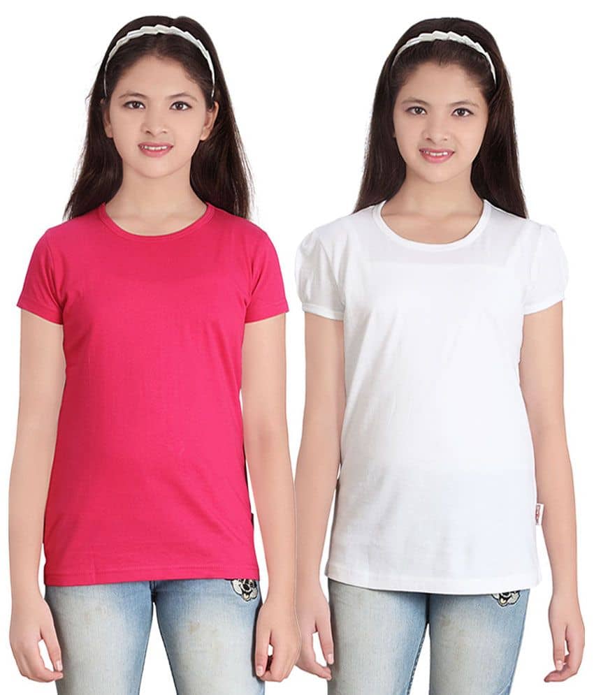 Sini Mini Pack of 2 Girls 100% Cotton T-Shirts ( Blue )