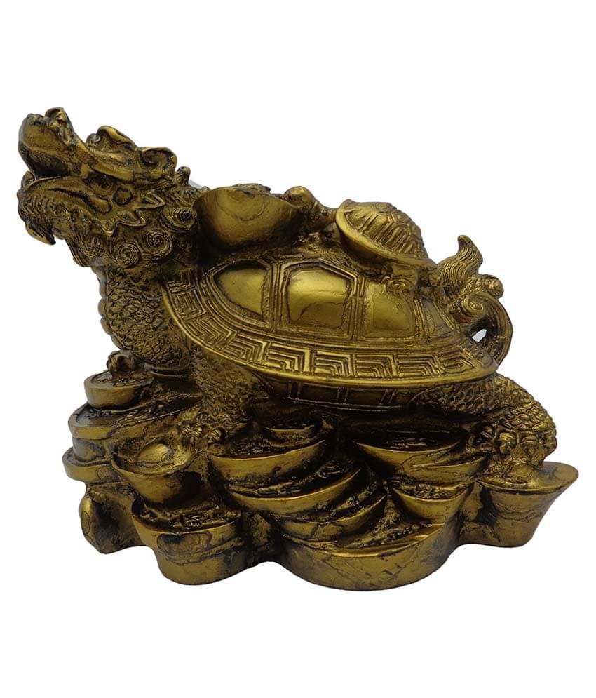 Art N Hub Golden Polystone Feng Shui Dragon Tortoise With Child Art N Hub Golden Polystone Feng Shui Dragon Tortoise With Child