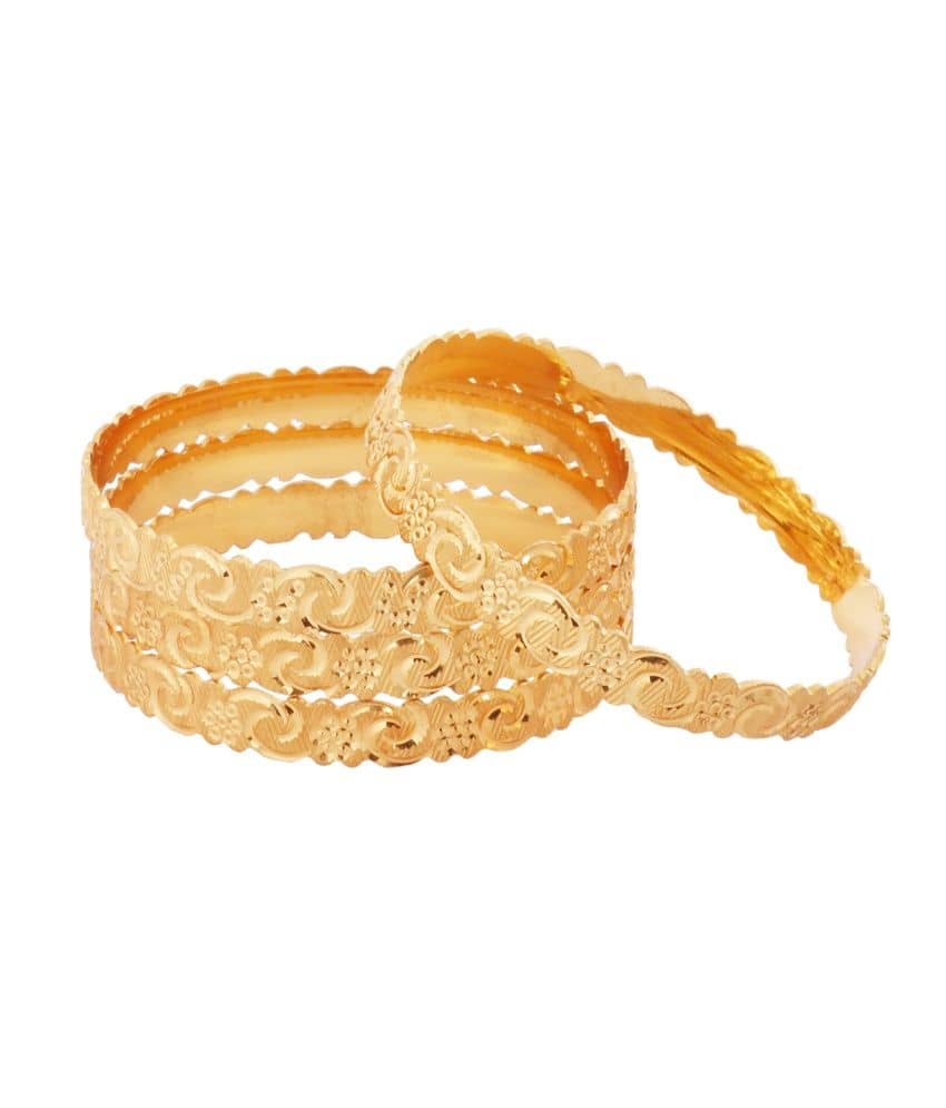 The Jewelbox Nakshi Gold Plated Kada Bangle Set of 4 - Bangles & Bracelets | Buy online on ZillyBuy