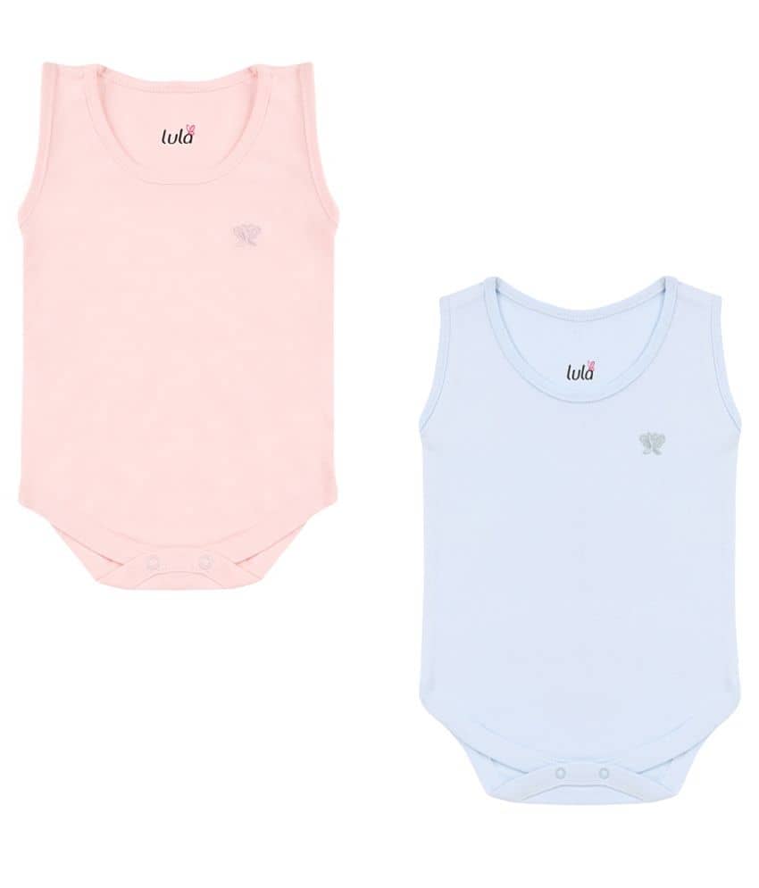 LULA Pack of 2 Unisex for Baby 100% Cotton Bodysuit ( Blue )