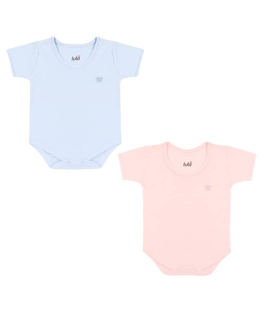 LULA Pack of 2 Unisex for Baby 100% Cotton Bodysuit ( Pink )