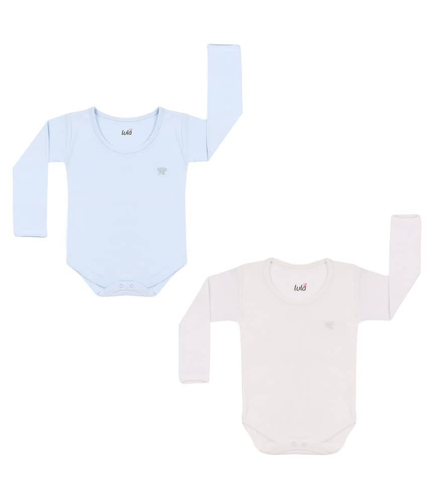 LULA Pack of 2 Unisex for Baby 100% Cotton Bodysuit ( White )