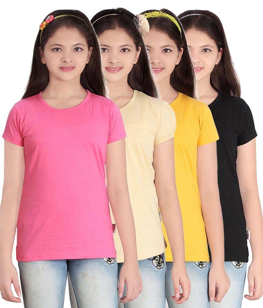     			Sini Mini Pack of 4 Girls 100% Cotton T-Shirts ( Blue )