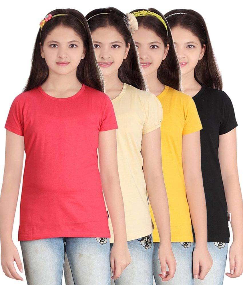    			Sini Mini Pack of 4 Girls 100% Cotton T-Shirts ( Blue )