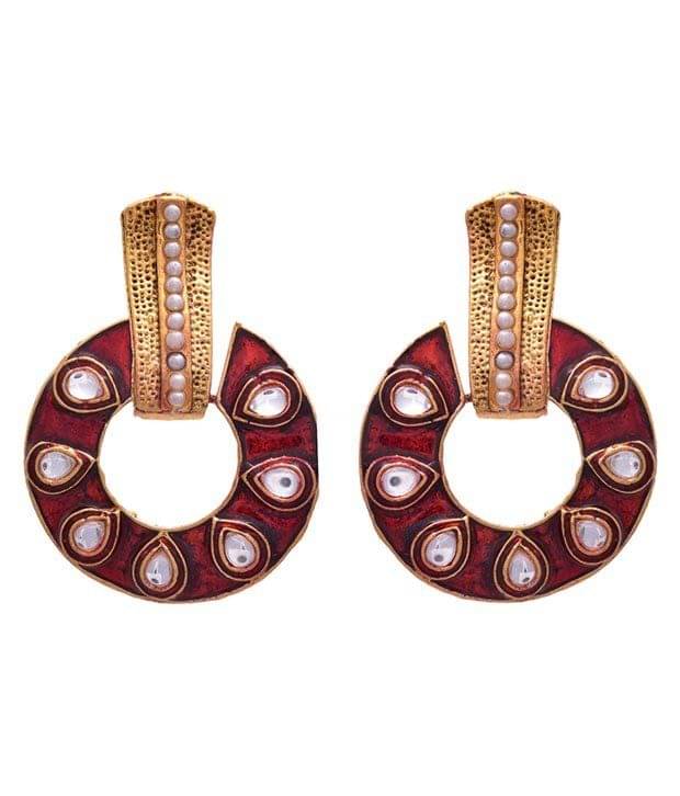 JFL - Sensational Gold Designer Earring with Meenakari JFL - Sensational Gold Designer Earring with Meenakari