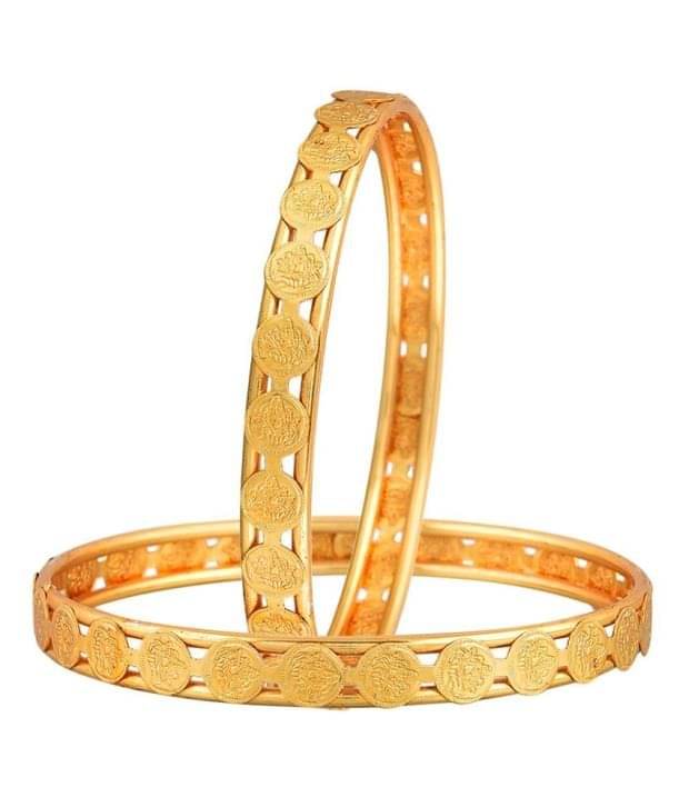 Zeneme Temple Coin Gold Plated Bangles Zeneme Temple Coin Gold Plated Bangles