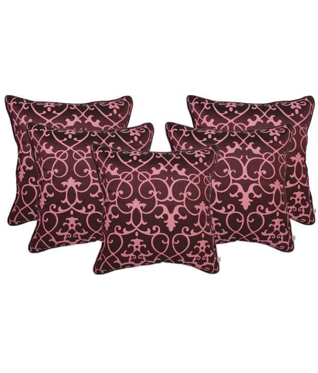 Zubix Purple & Pink Polyester Cushion Covers Set Of 5