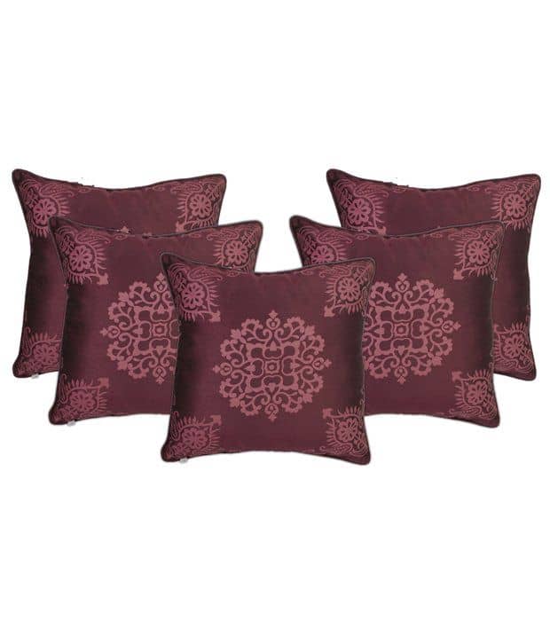 Zubix Purple Polyester Cushion Covers Set Of 5