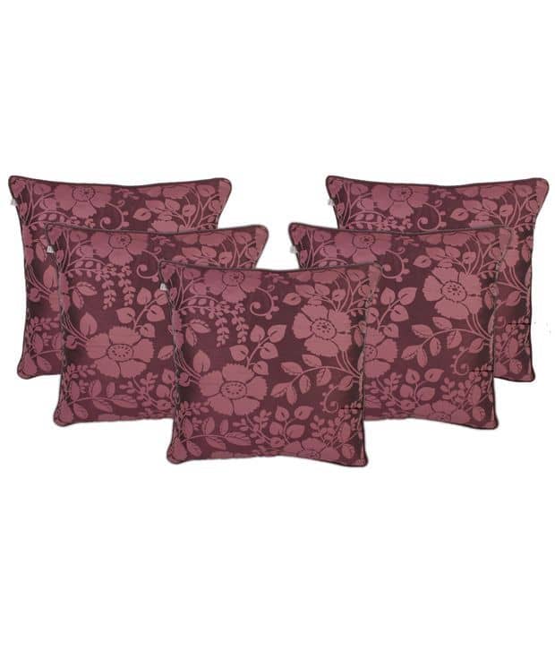 Zubix Purple Polyester Cushion Covers Set Of 5