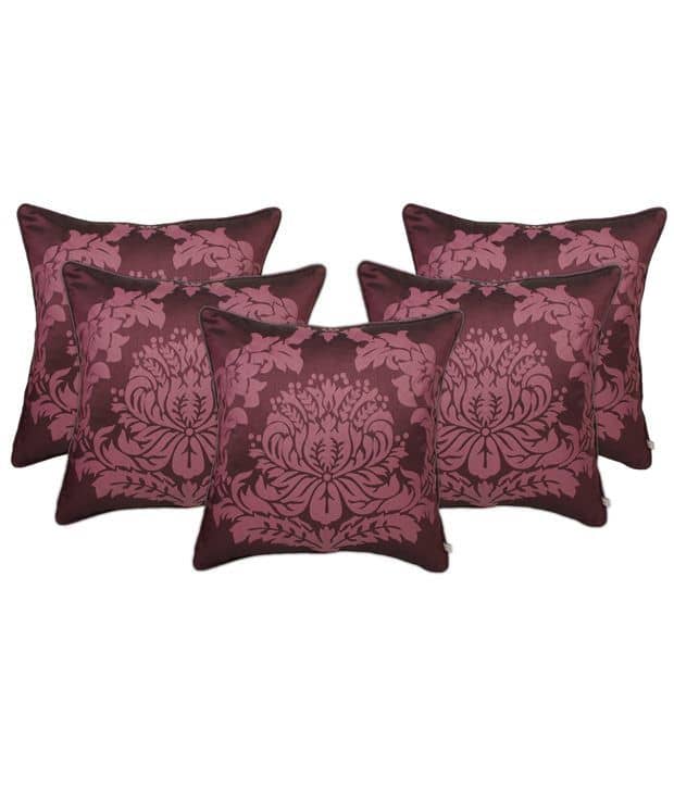 Zubix Purple Polyester Cushion Covers Set Of 5