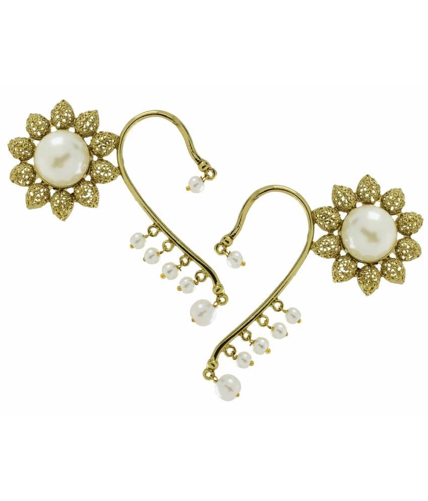 The Jewelbox Sun Flower Filigree Pearl Antique Gold Plated Ear Cuff Pair Earring for Women - Earrings | Buy online on ZillyBuy