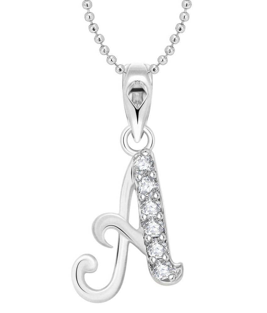     			Vighnaharta A Alphabet Rhodium Plated Pendant - [VFJ1111PR]
